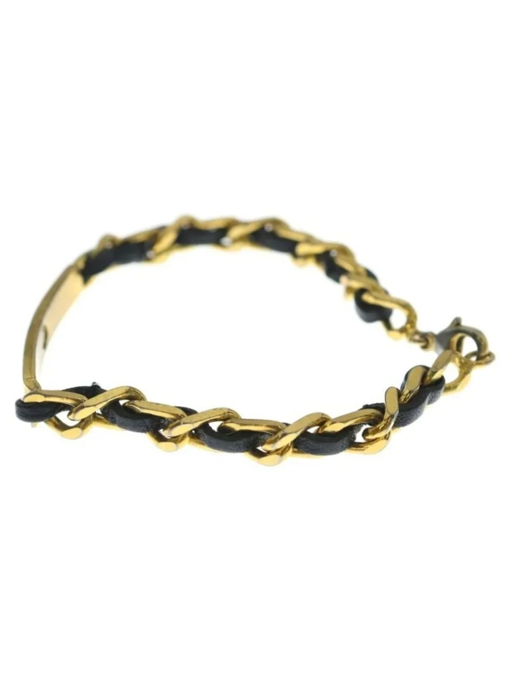 Chanel Chain Bracelet Black Gold Leather - Picture 4 of 6